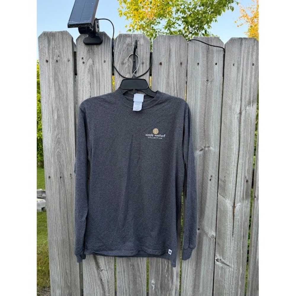 Simply Southern Old Town Road Long Sleeve Graphic Tee Gray Horse Medium